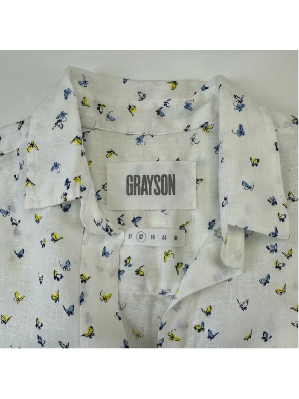 Anthro Grayson linen shirt Womens Medium Butterfly Buttondown casual Feminine - Picture 7 of 14